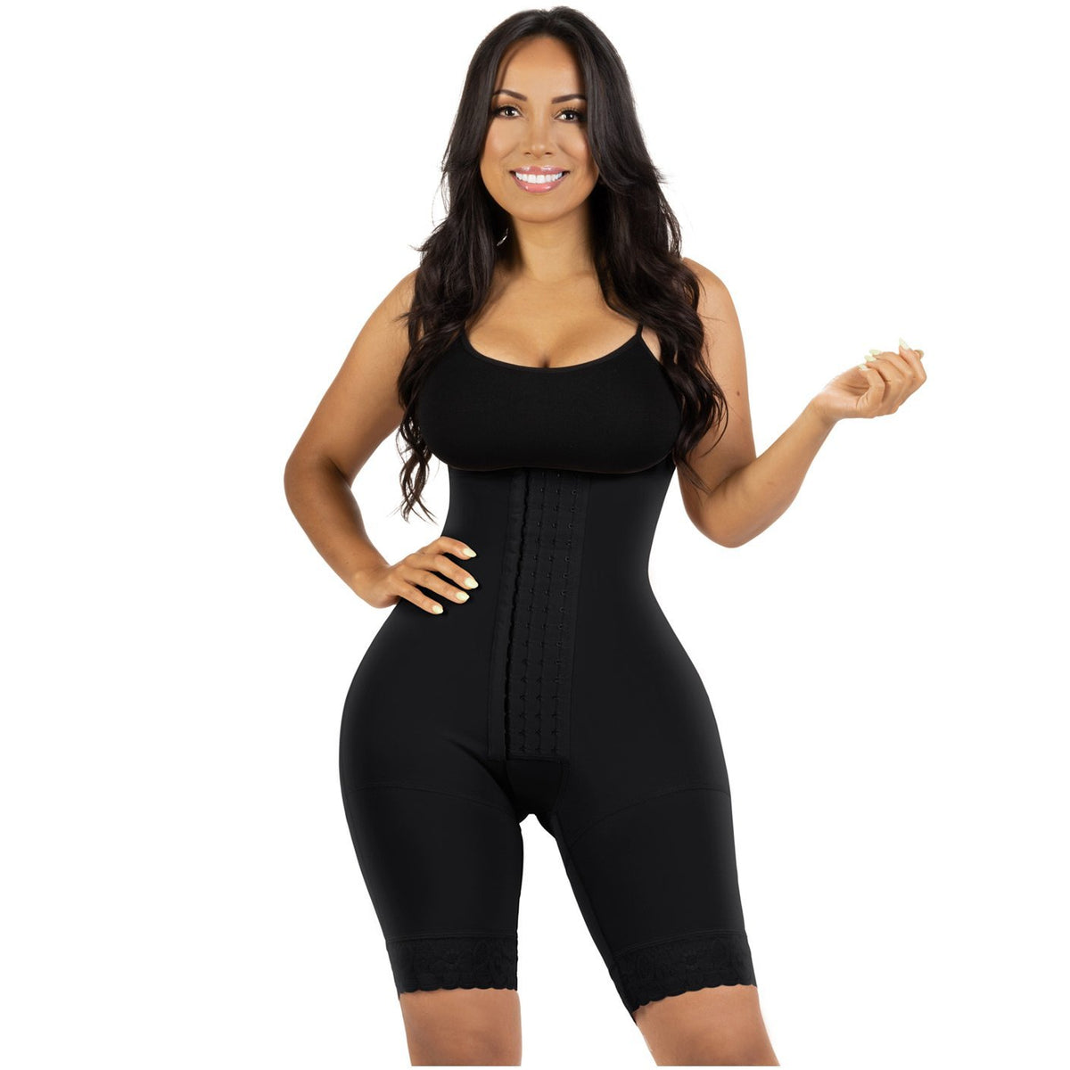WOMEN'S COLOMBIAN MID THIGH POWERNET SHAPER WITH BRA. POST-SURGERY.  AS-330303