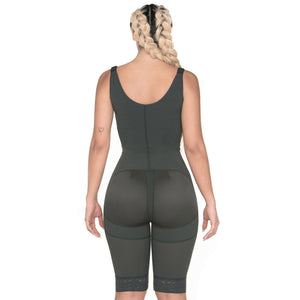 Fajas MariaE FQ111 | Liposuction Postsurgical Knee Length Lipo Body Shaper for Women | Open Bust with Front Closure