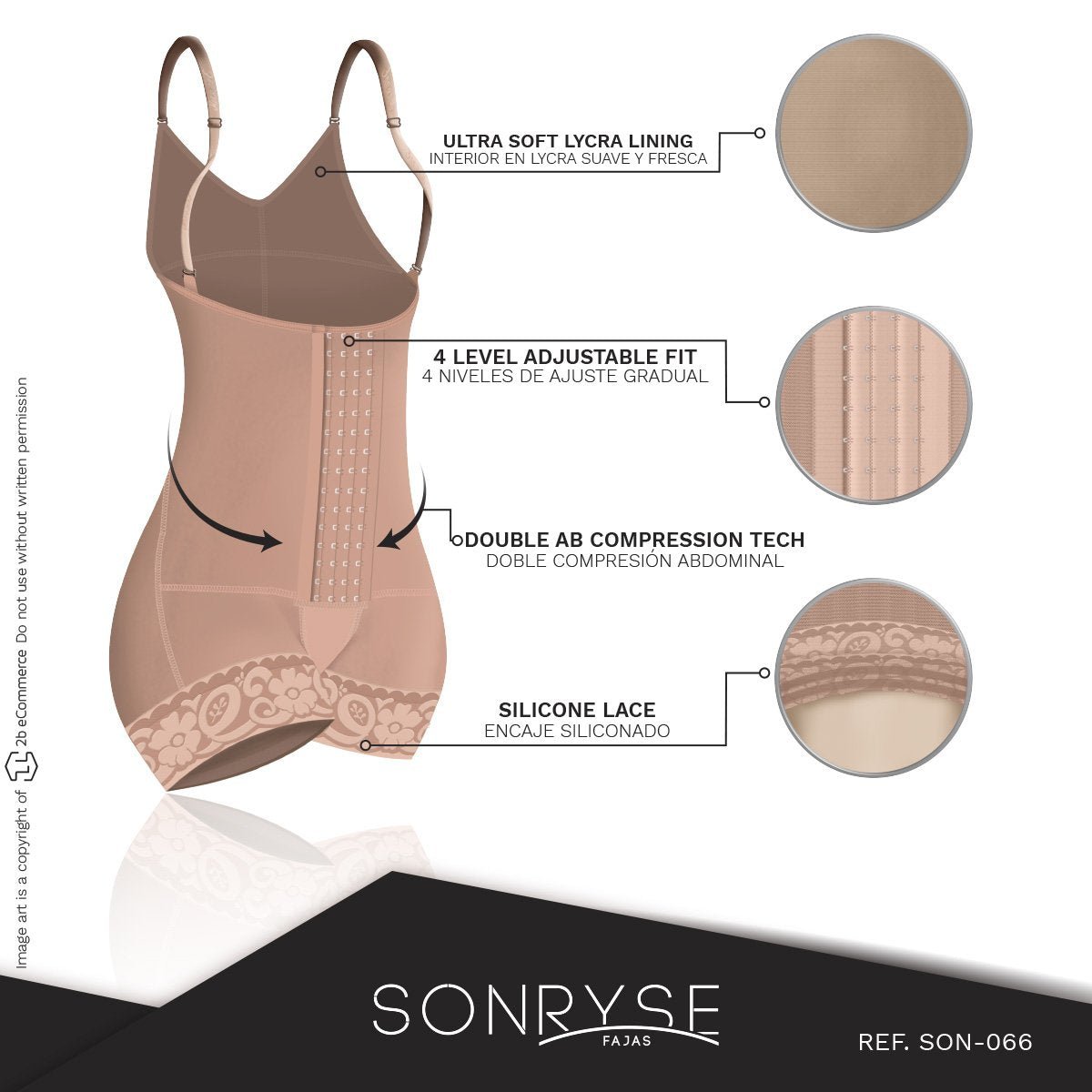 SONRYSE TR086BF Faja short style with the bra ,hooks and perineal opening.  - Belleza Femenina - BF Shapewear